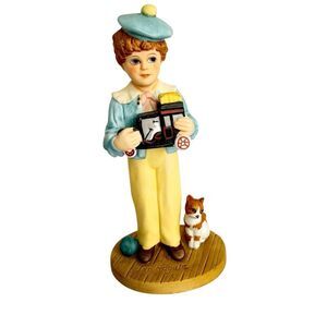 Vintage 1987 Jan Hagara Ltd Ed Boy With Toy Wagon & Cat Figurine Royal Orleans
